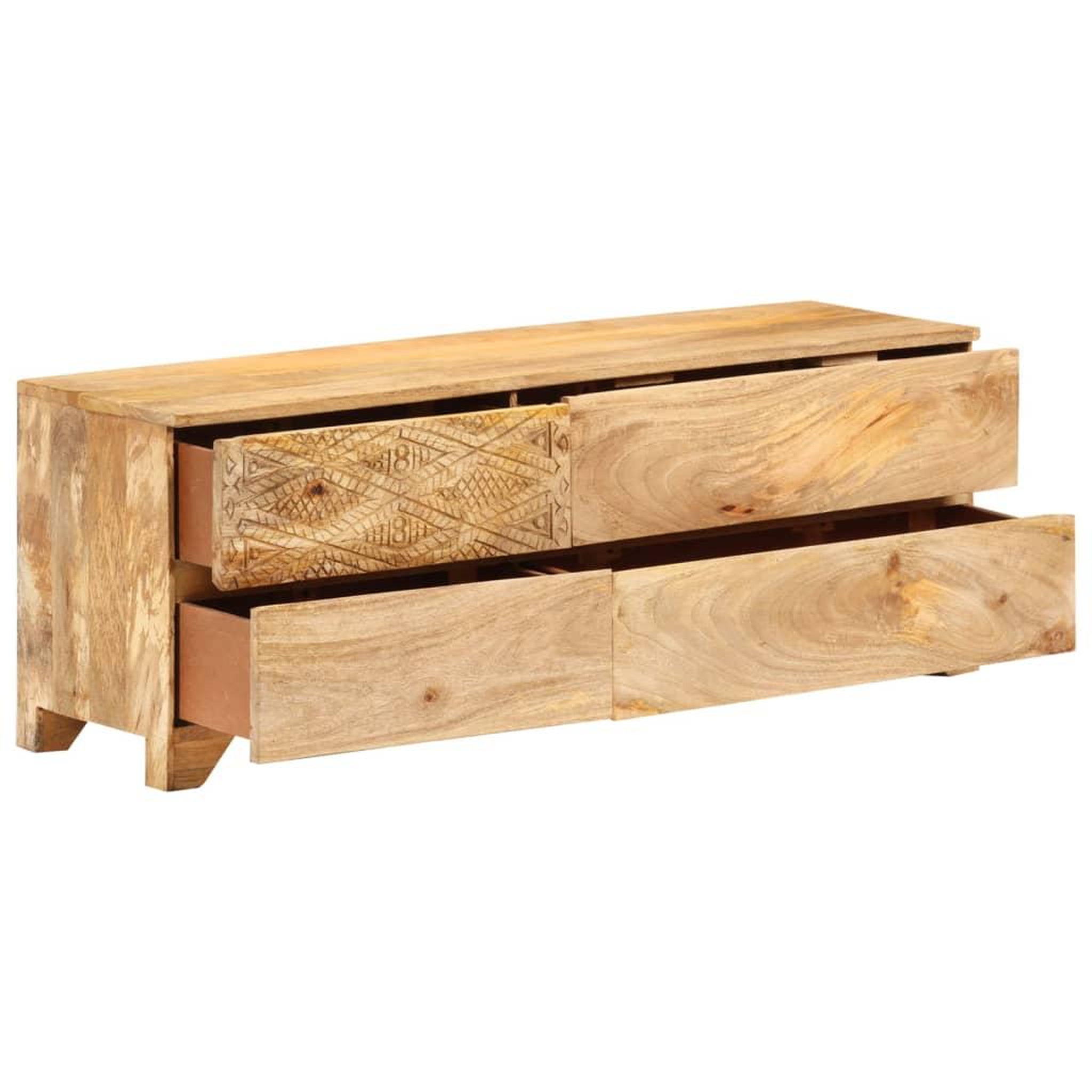 Voir la diapositive 4 : VIDAXL Meuble tv bois de manguier solide 110x30x40 cm