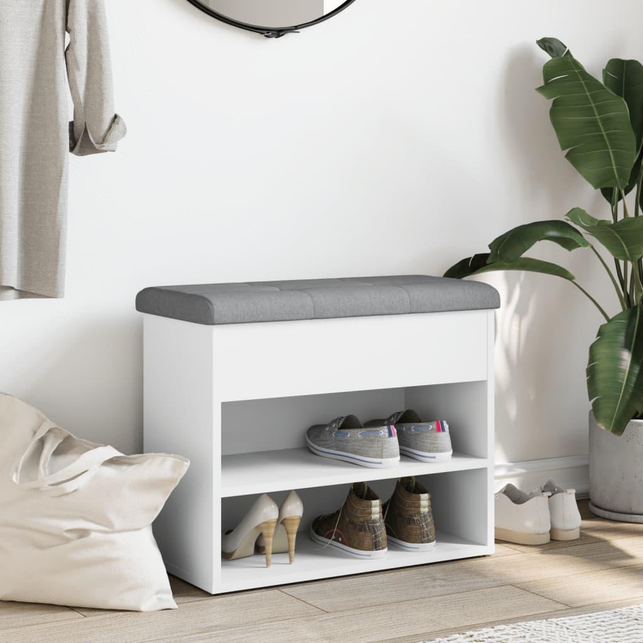 Voir la diapositive 3 : VIDAXL Banc a chaussures blanc 62x32x50 cm bois d'ingenierie