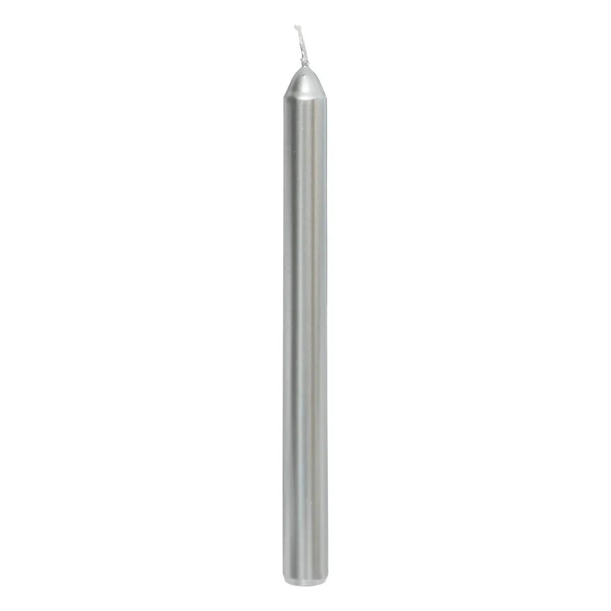 Voir la diapositive 3 : ATMOSPHERA Lot de 4 bougies bâton  satin  25cm argent