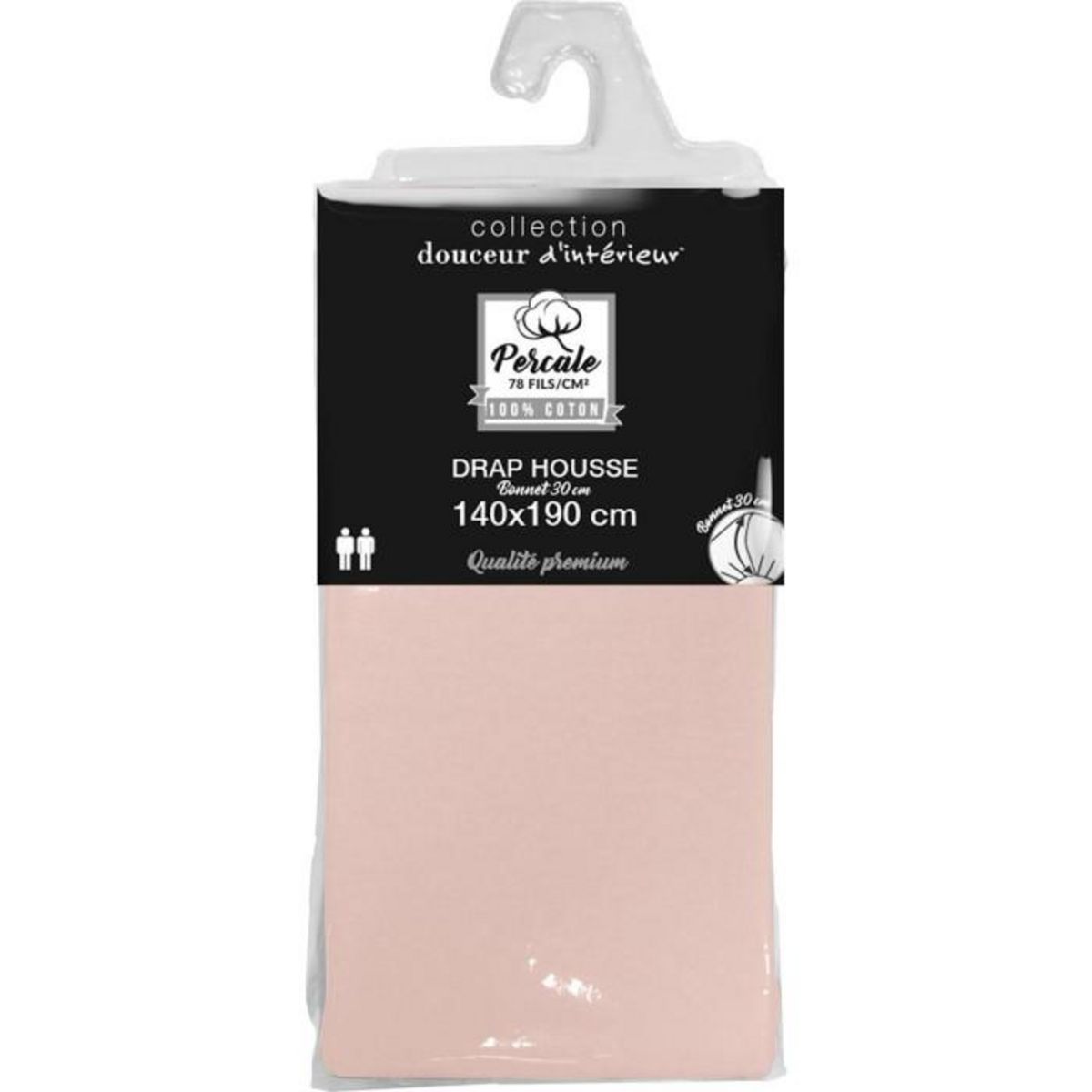 Paris Prix Drap Housse  Percaline  140x190cm Rose