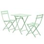 Voir la diapositive 1 : OUTSUNNY Salon de jardin bistro pliable - table carrée dim. 60L x 60l x 71H cm avec 2 chaises - métal thermolaqué vert d'eau
