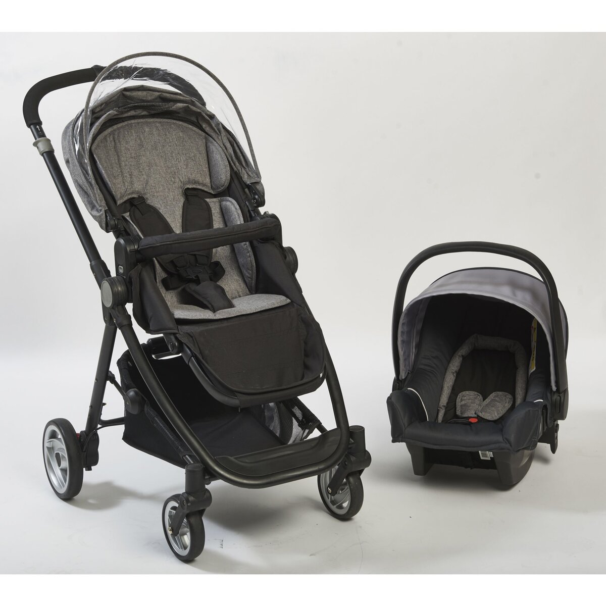 AUCHAN BABY Poussette duo anthracite TS D10 pas cher Auchan