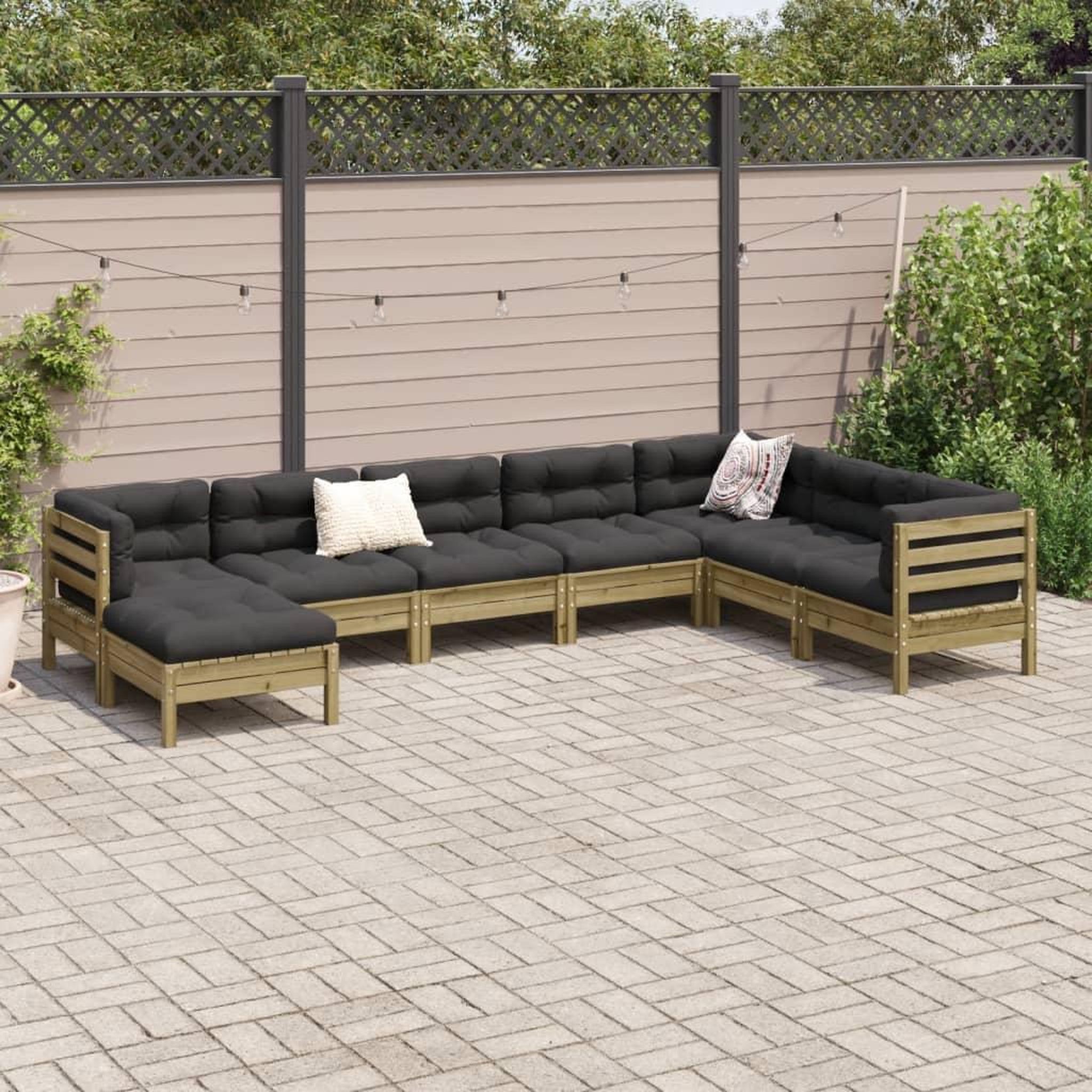 Voir la diapositive 3 : VIDAXL Salon de jardin 8 pcs avec coussins bois de pin impregne