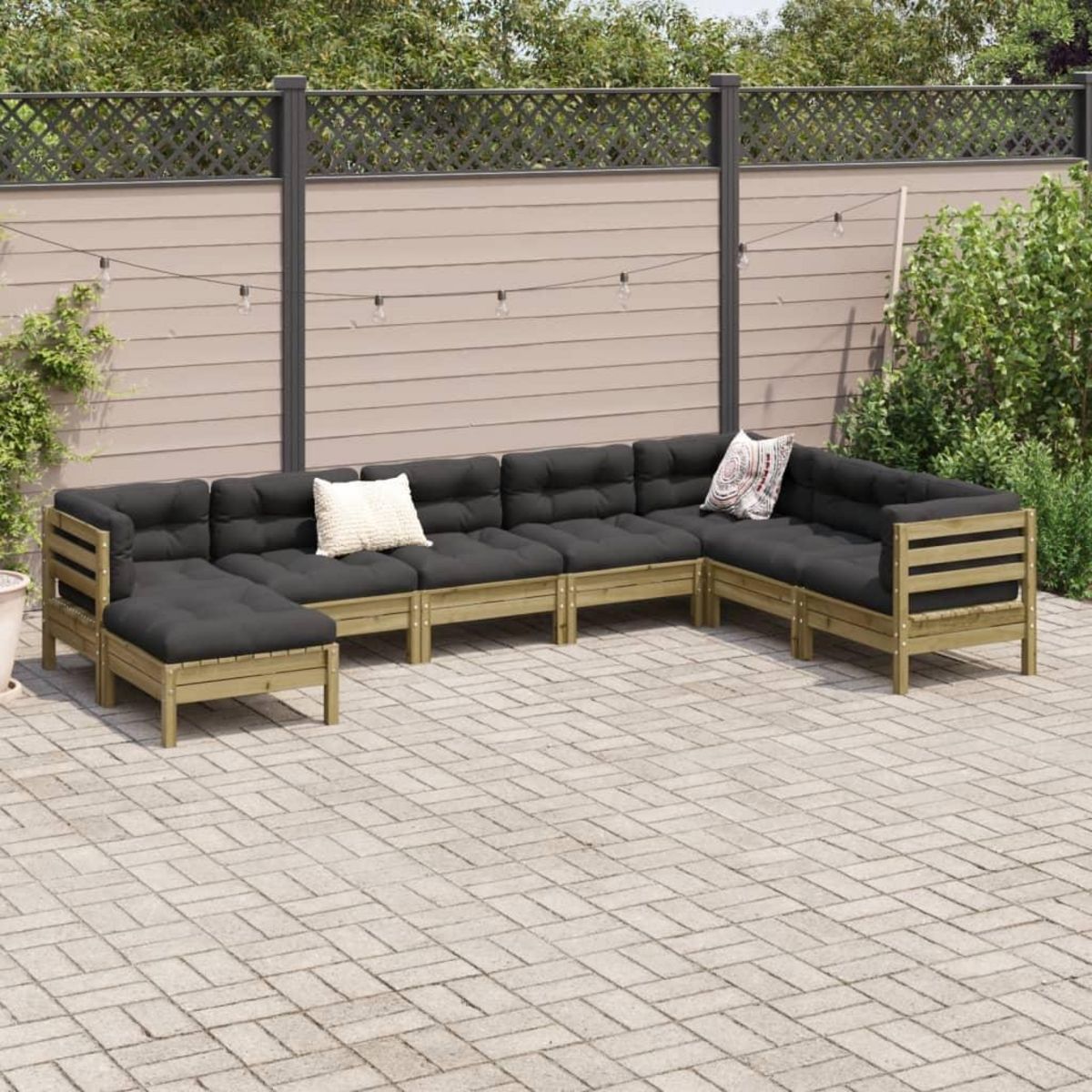VIDAXL Salon de jardin 8 pcs avec coussins bois de pin impregne
