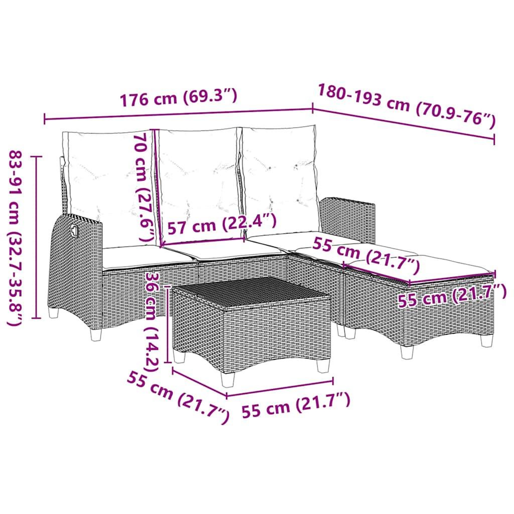 Voir la diapositive 6 : VIDAXL Salon de jardin 3 pcs avec coussins forme L noir resine tressee