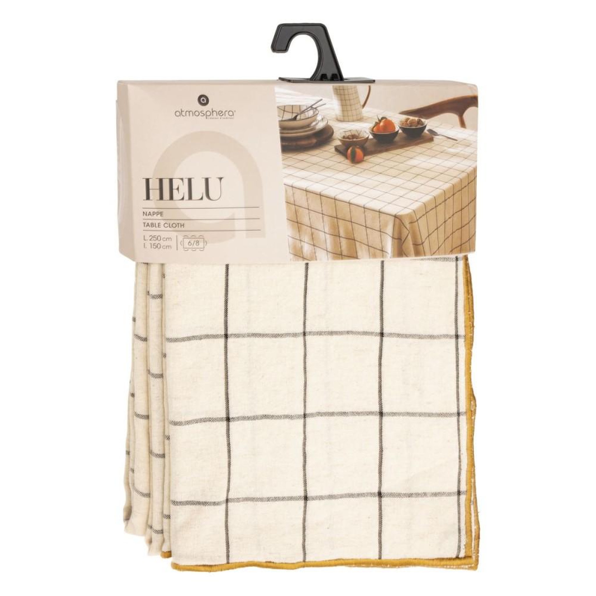 Voir la diapositive 4 : ATMOSPHERA Nappe à carreaux 150x250 coton et lin