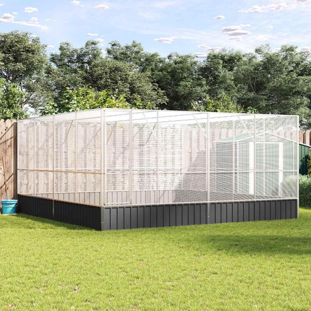 VIDAXL Voliere argente 418x414x212 cm acier