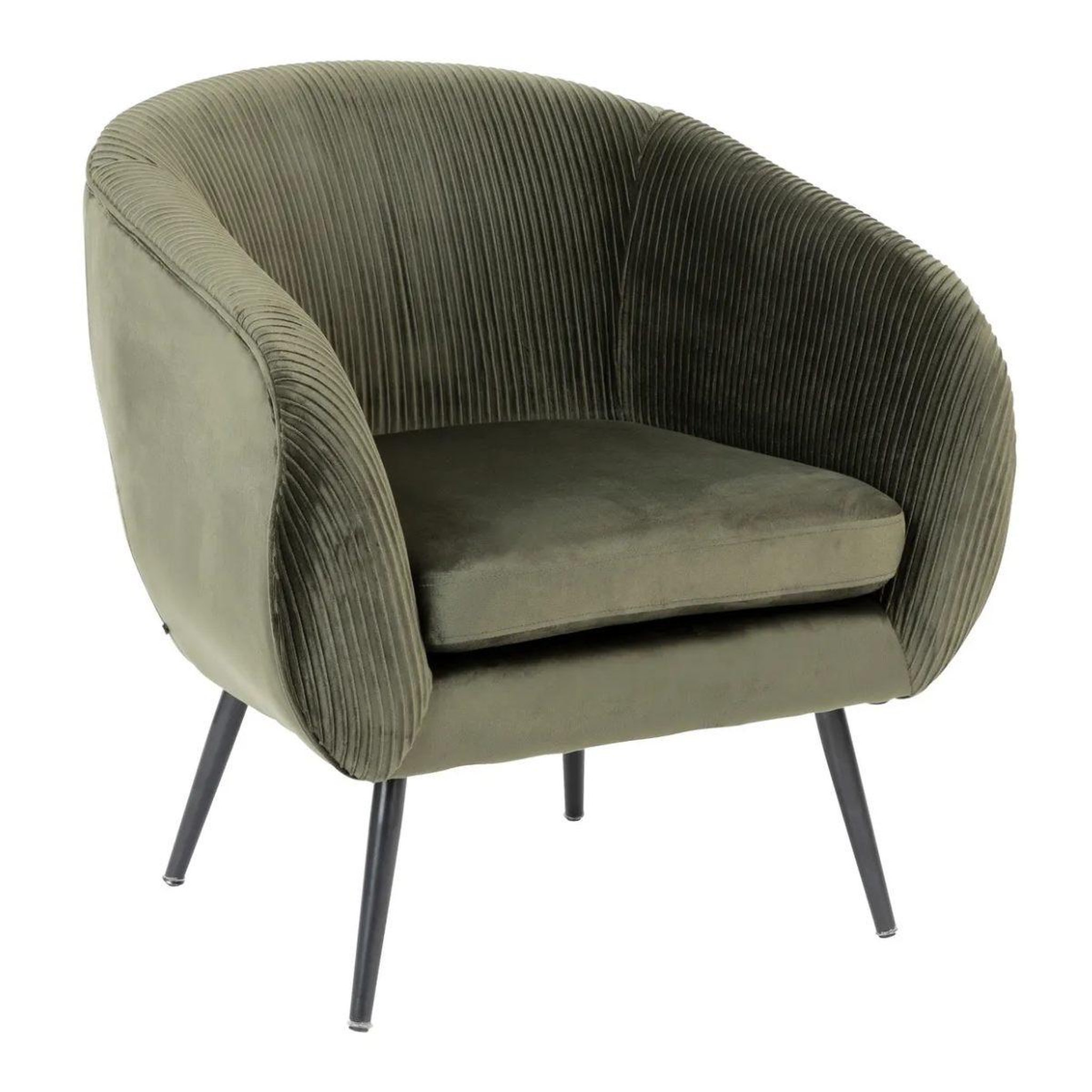 ATMOSPHERA Fauteuil design en velours  solaro  78cm kaki
