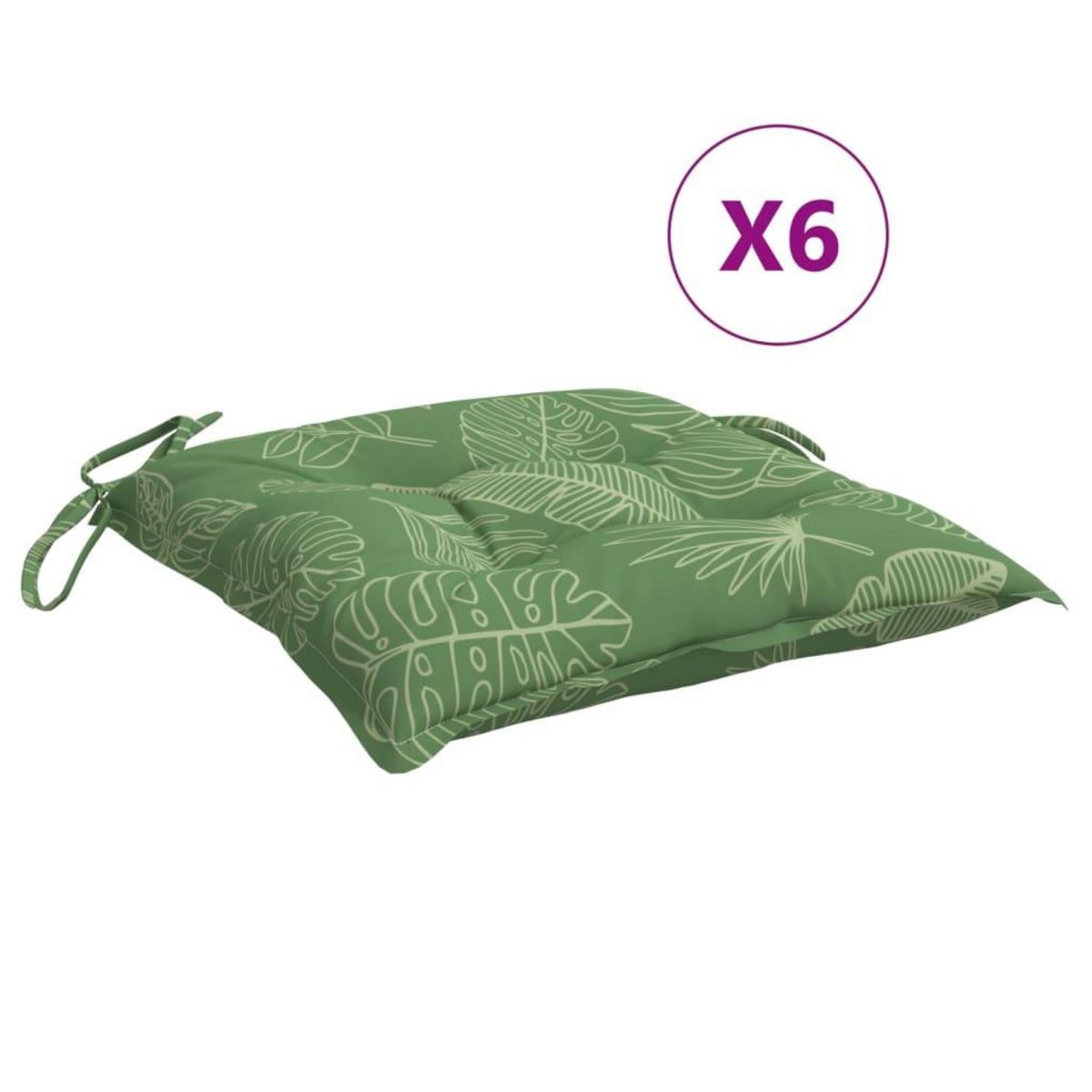 VIDAXL Coussins de chaise lot de 6 a motif de feuilles 50x50x7 cm