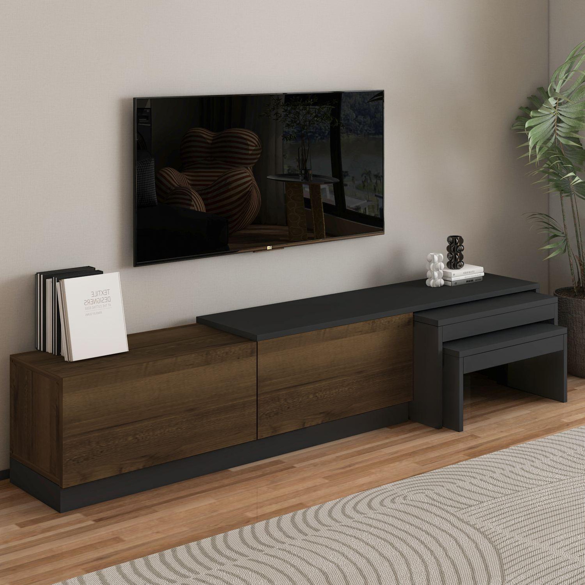 Voir la diapositive 3 : Habitat et Jardin Meuble tv en bois  nest  - 180 x 30 x 36 cm - marron