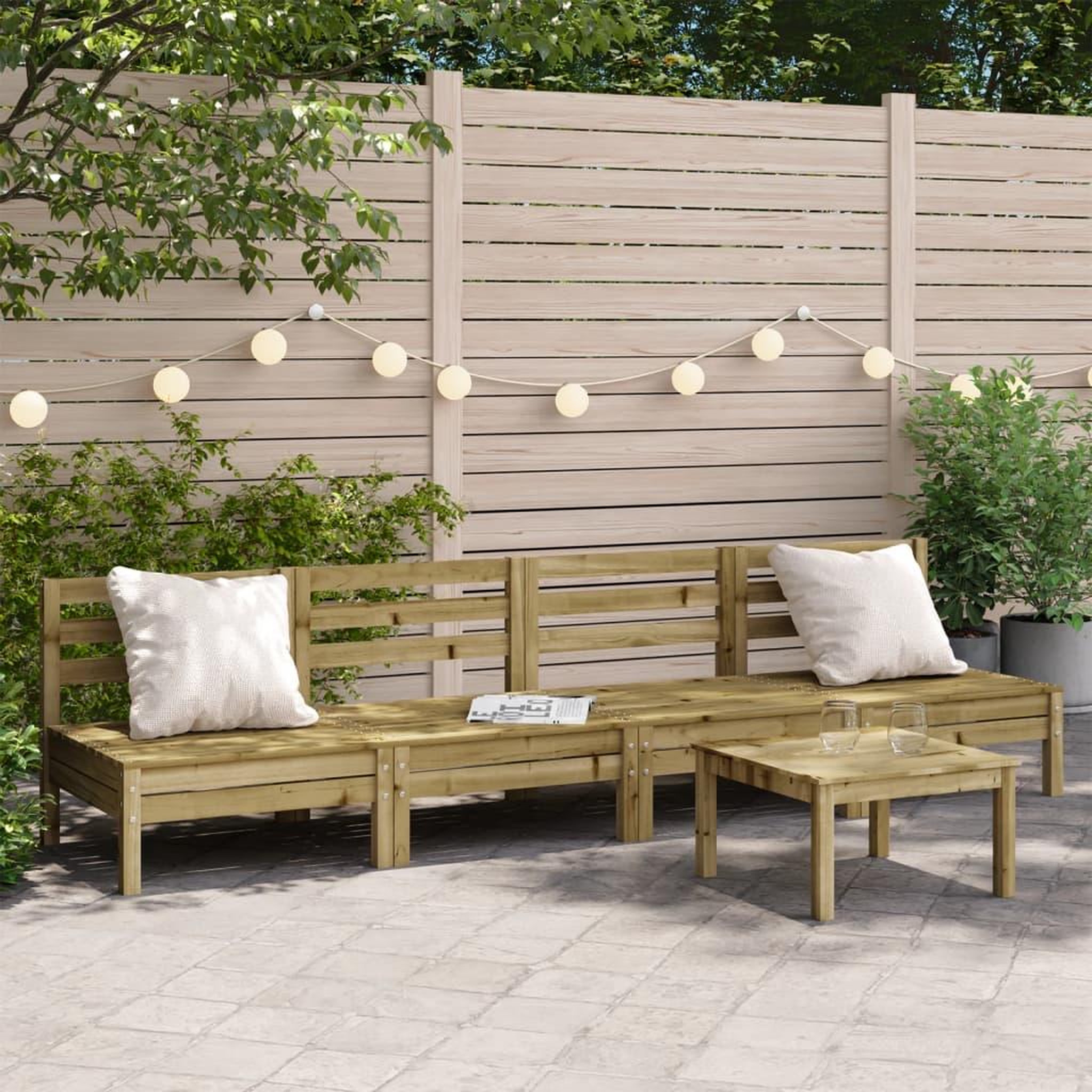 VIDAXL Canapes de jardin sans accoudoirs 4 pcs bois pin impregne