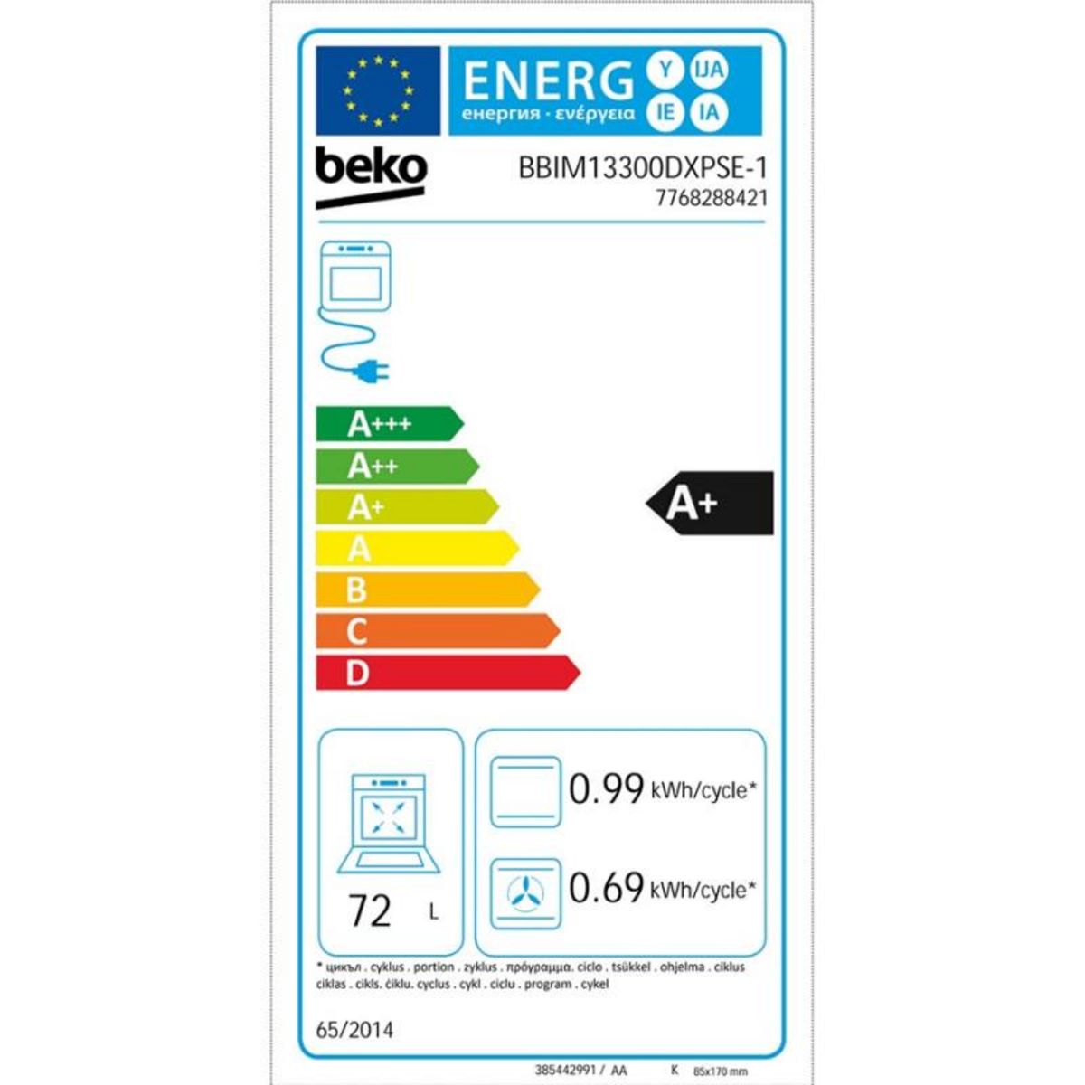 Beko Four intégrable 72l 60cm a  pyrolyse noir - BBIM13300DXPSE-1