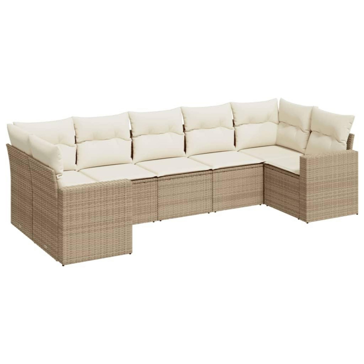 VIDAXL Salon de jardin avec coussins 7 pcs beige resine tressee