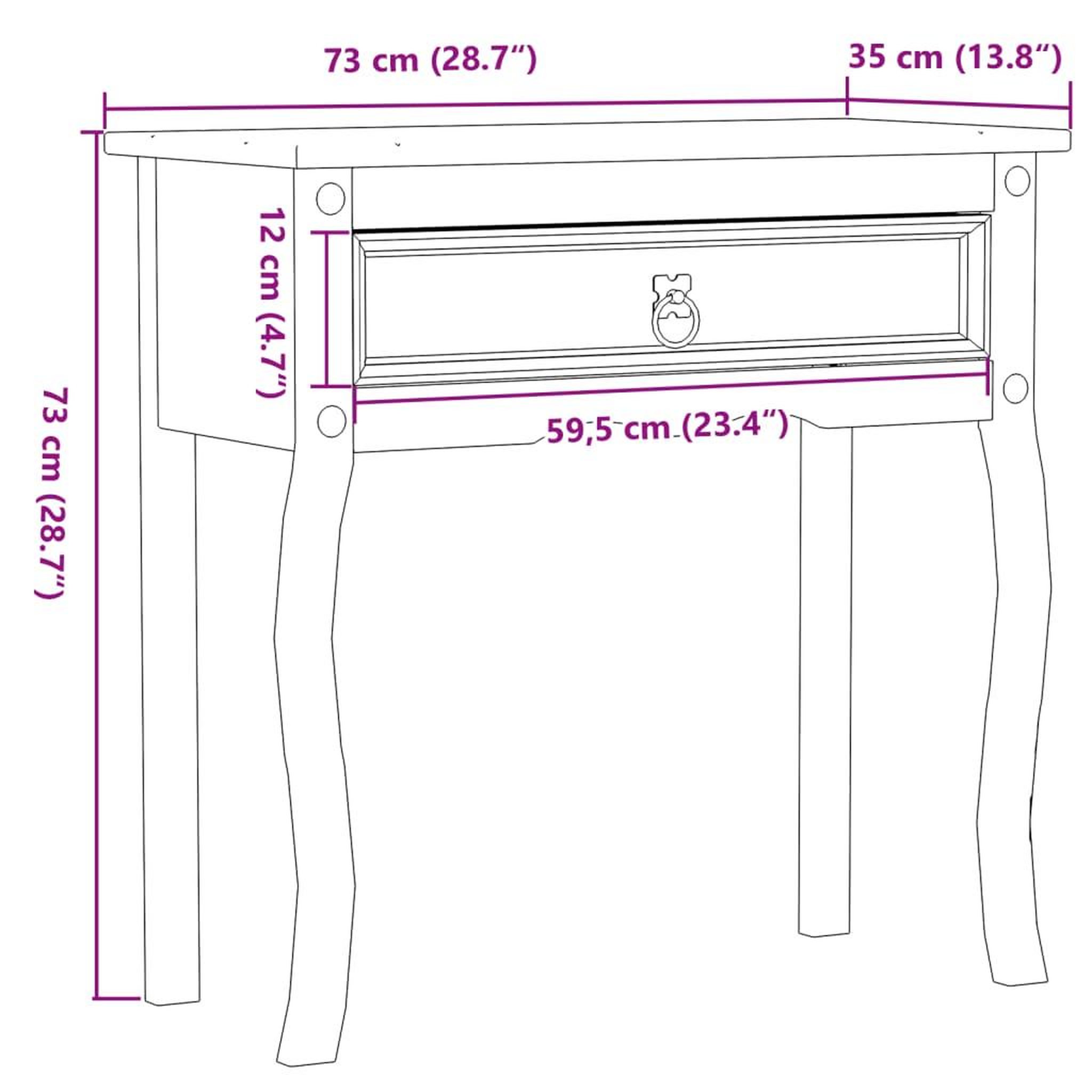 Voir la diapositive 6 : VIDAXL Table console  73x35x73 cm bois de pin massif