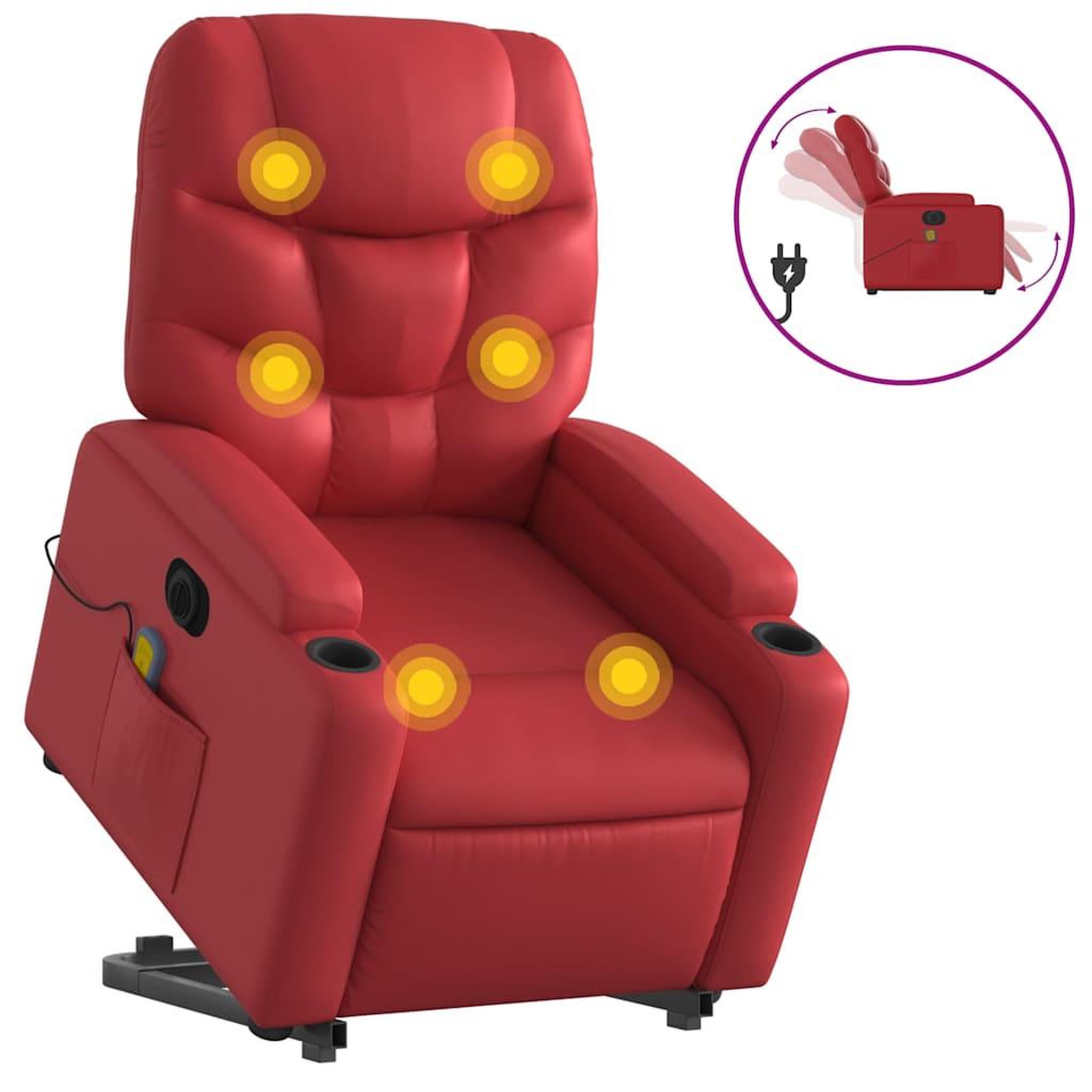Voir la diapositive 2 : VIDAXL Fauteuil inclinable de massage electrique rouge similicuir
