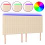 Voir la diapositive 2 : VIDAXL Tete de lit a LED Creme 200x5x118/128 cm Tissu