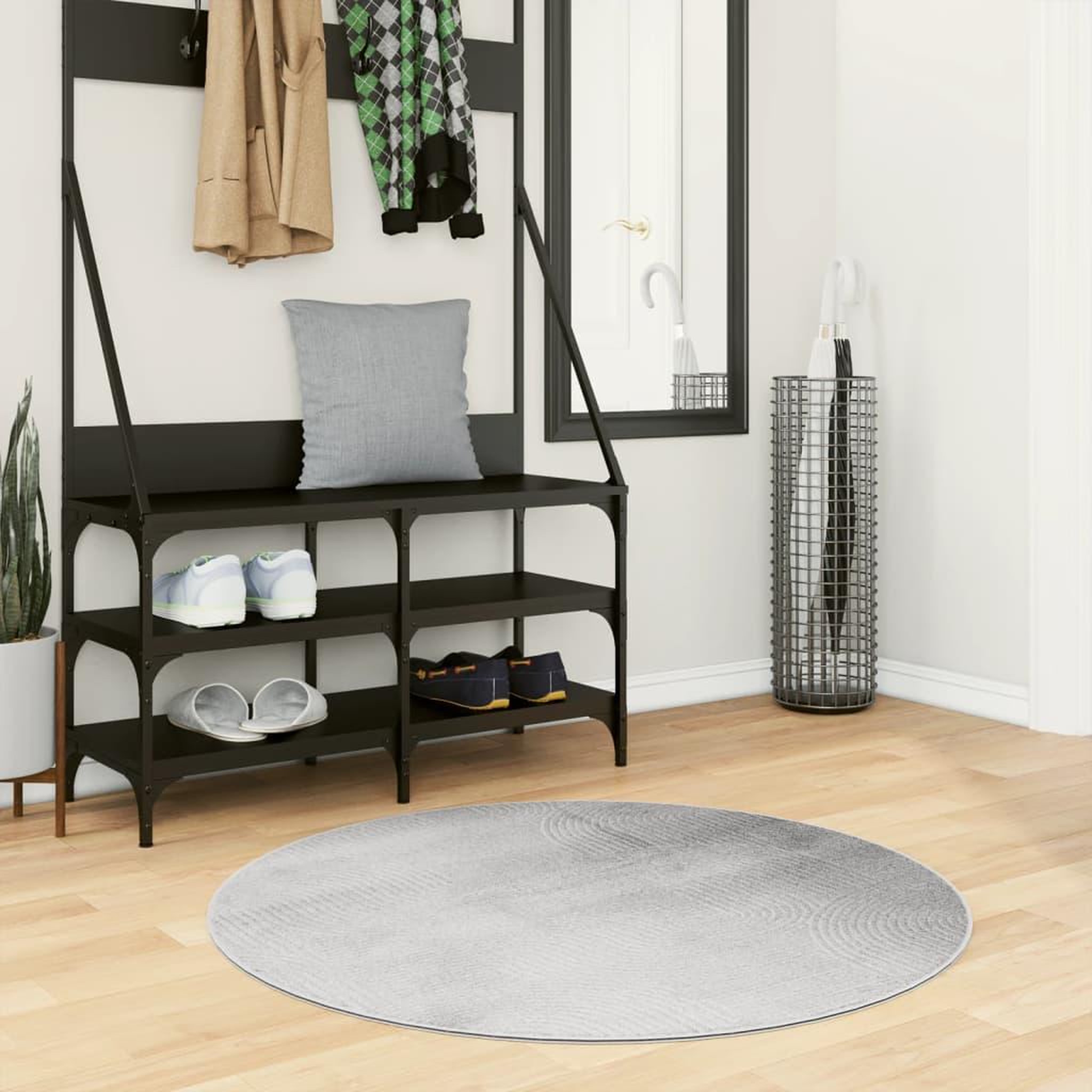 VIDAXL Tapis IZA poils courts style scandinave gris Ø 100 cm