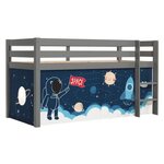 Paris Prix Lit Enfant Surélevé  Pino Space Shuttle  90x200cm Gris