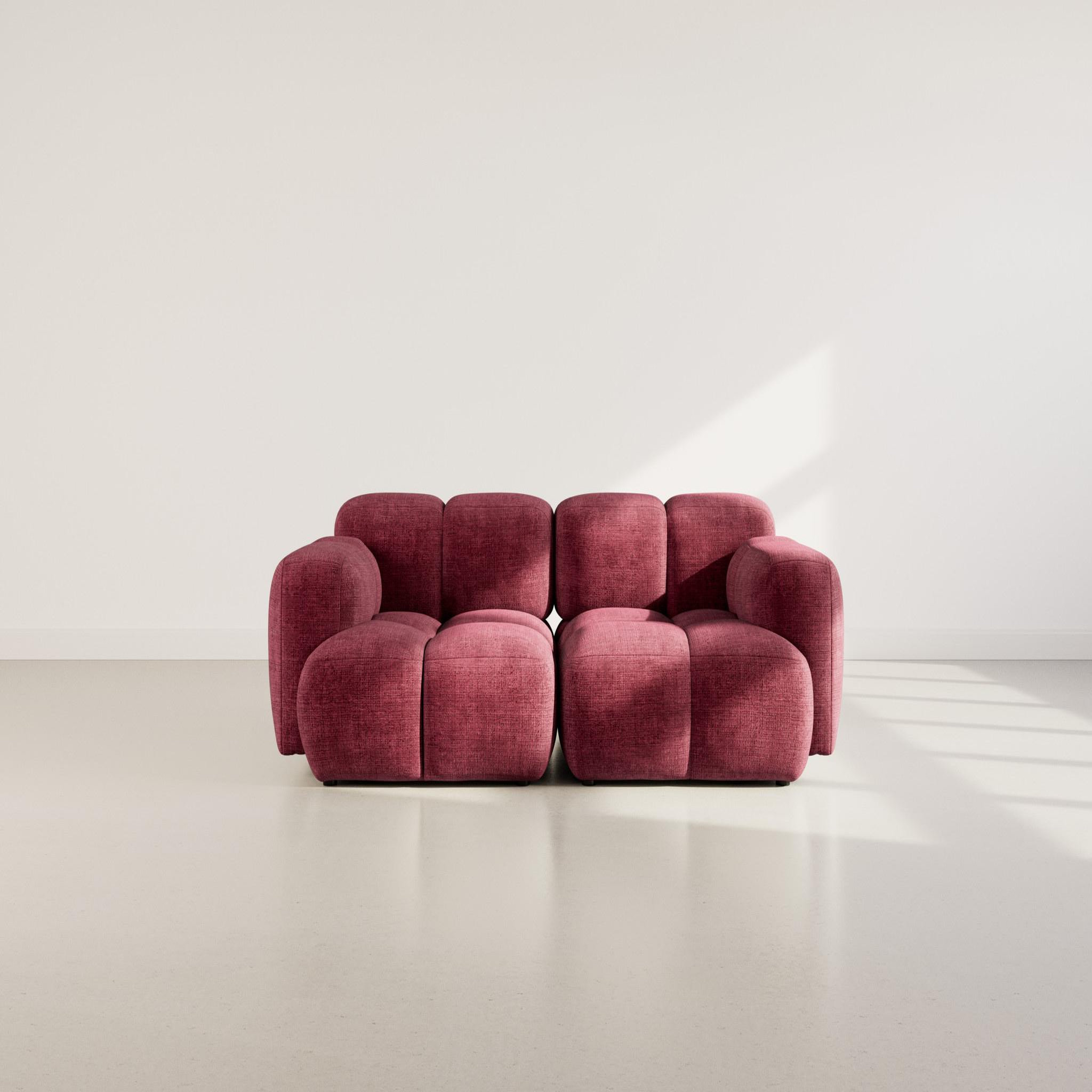 Voir la diapositive 2 : BEST MOBILIER Grace - canapé modulable 2 places en velours texturé