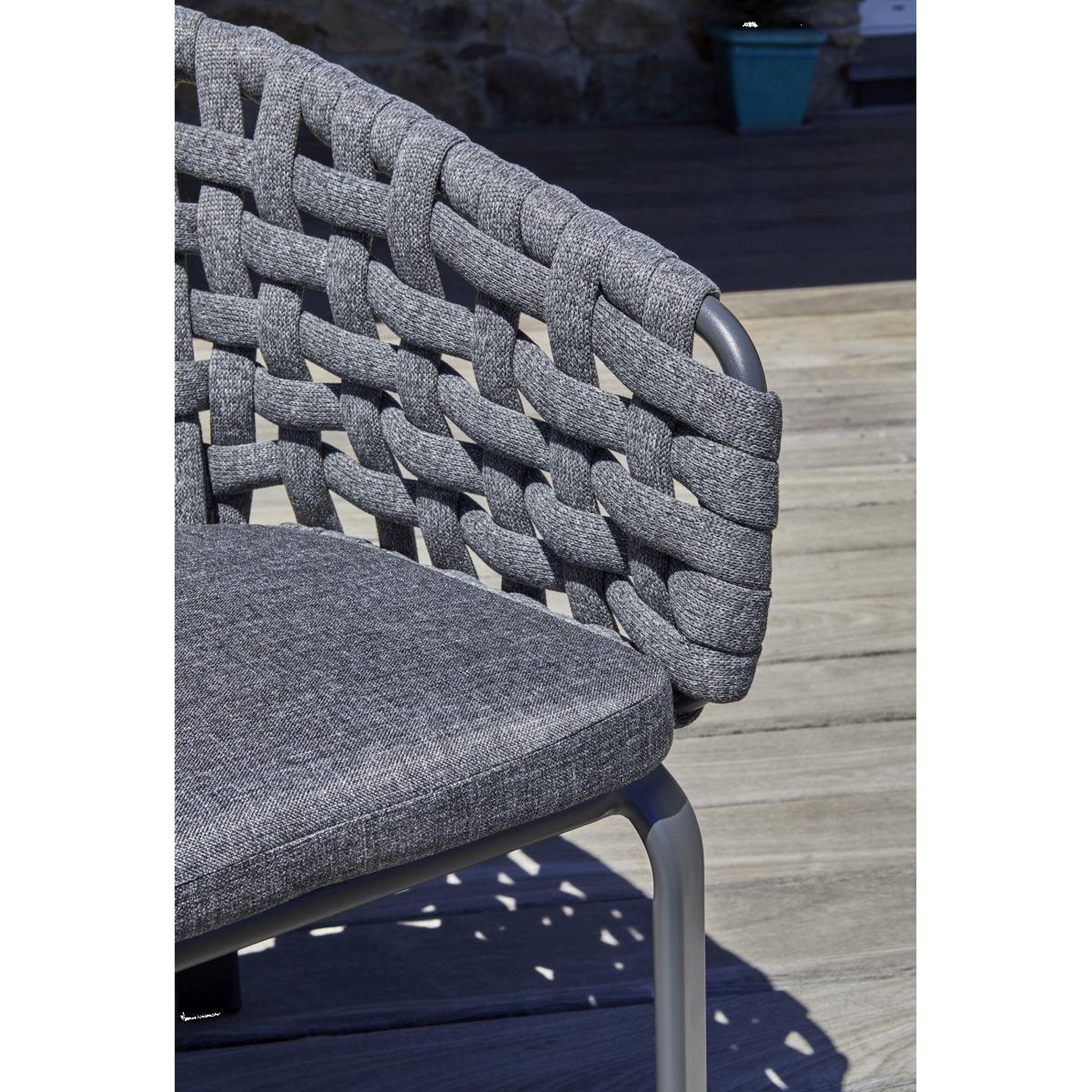 Voir la diapositive 2 : Paris Prix Fauteuil de jardin en corde tissée  camargue  72cm gris anthracite