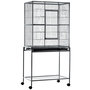 Voir la diapositive 1 : PAWHUT PawHut Cage à Oiseaux Portable avec 4 Mangeoires et 4 Perchoirs Pratique 81 x 48 x 163 cm Noir et Gris