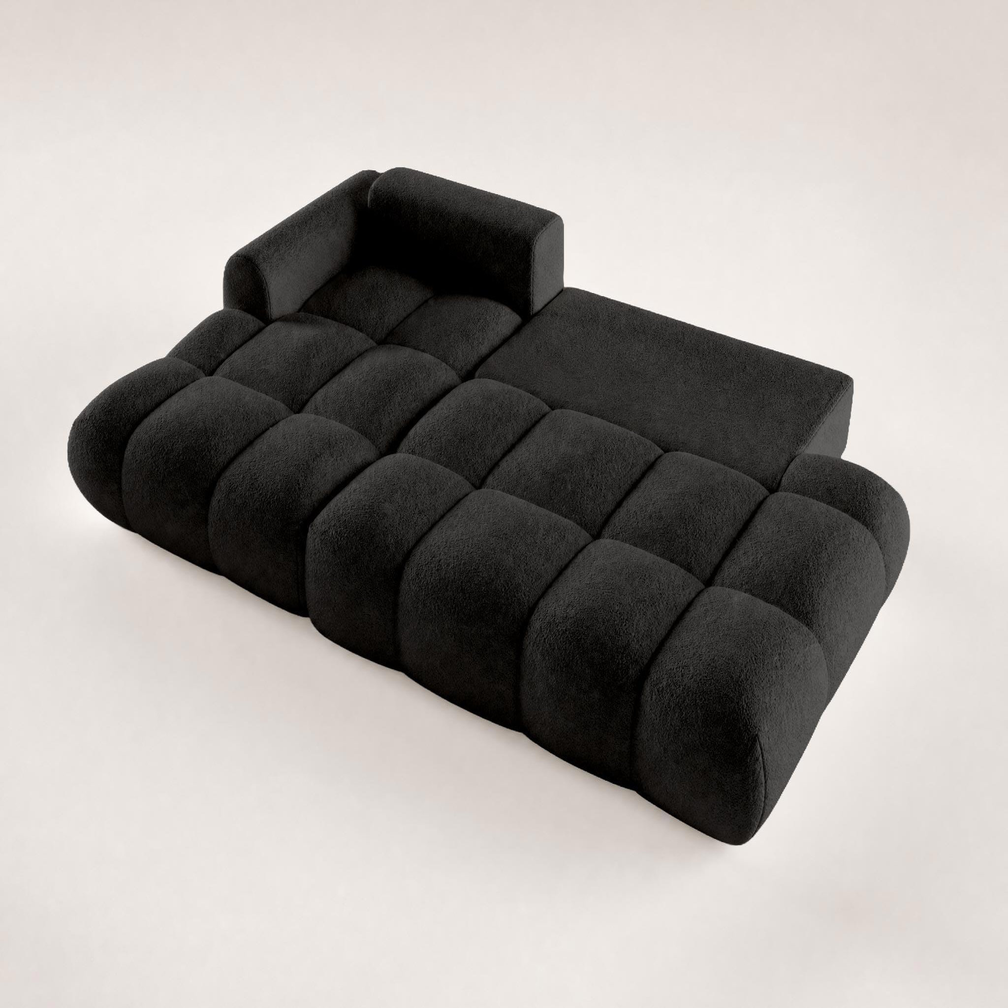 Voir la diapositive 4 : BEST MOBILIER Yulin - canapé d'angle ouvert gauche 4 places convertible avec coffre en tissu bouclette