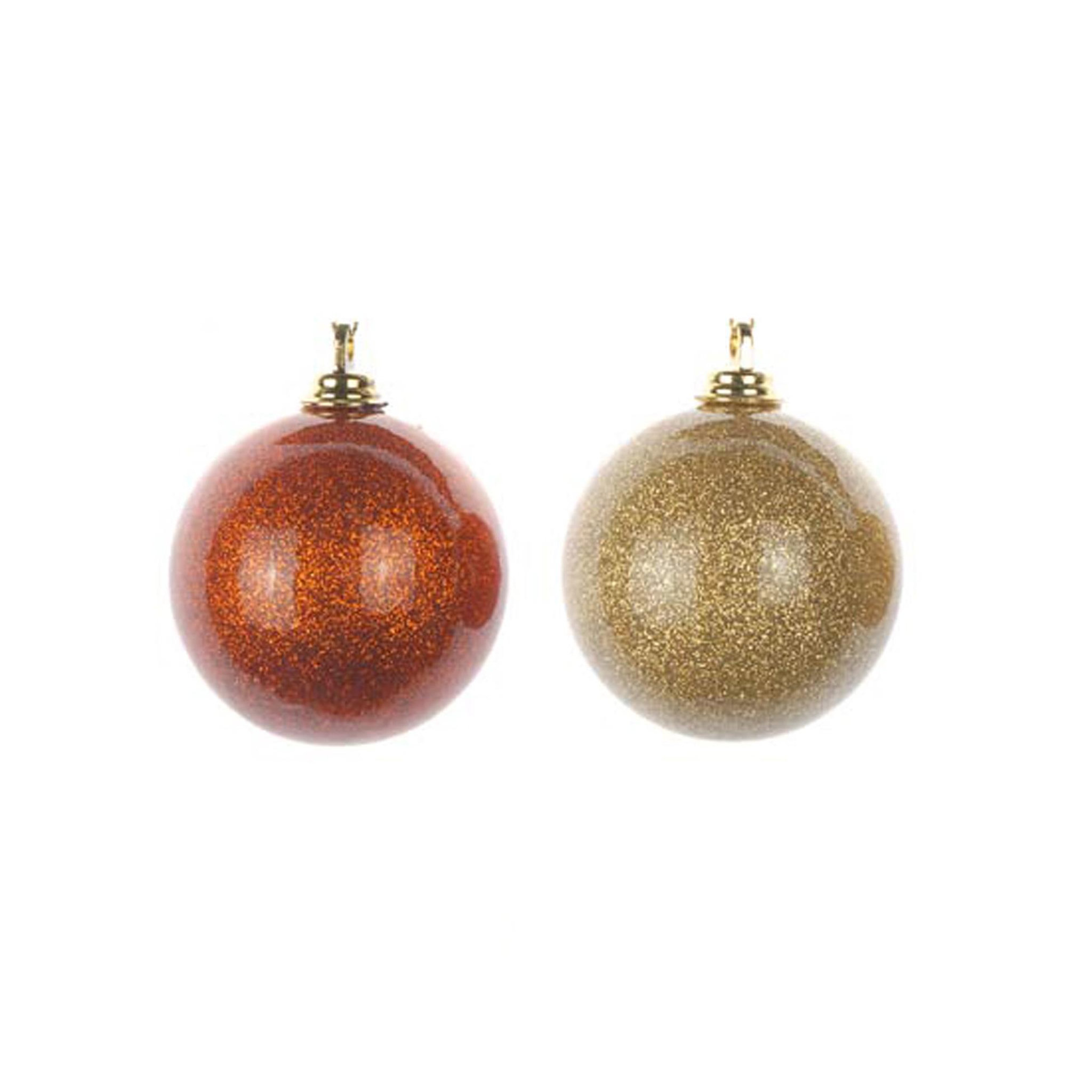 Eden Lot de 3 boules de noël tons or