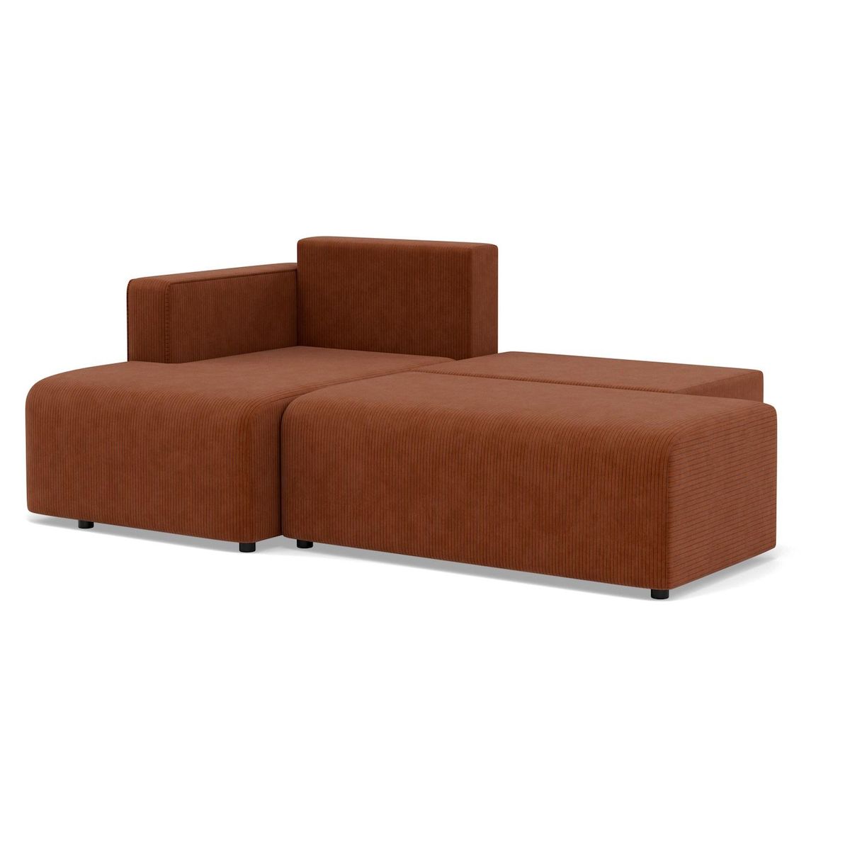 BEST MOBILIER Topaze - canapé d'angle gauche 4 places convertible avec coffre en velours côtelé