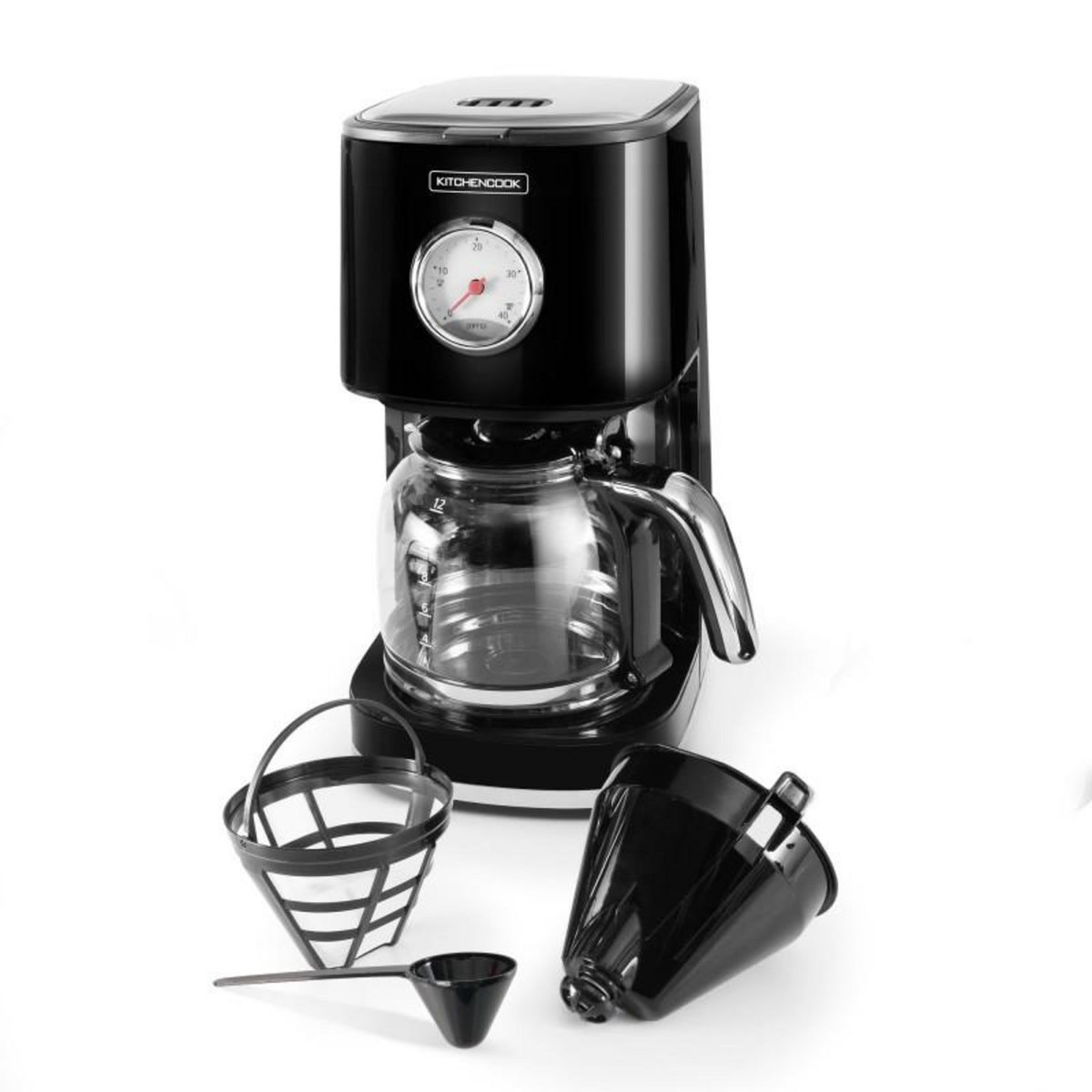 KITCHENCOOK Cafetière Style Rétro Avec Filtre Nylon Réutilisable Retro Coffee Noir Kitchencook
