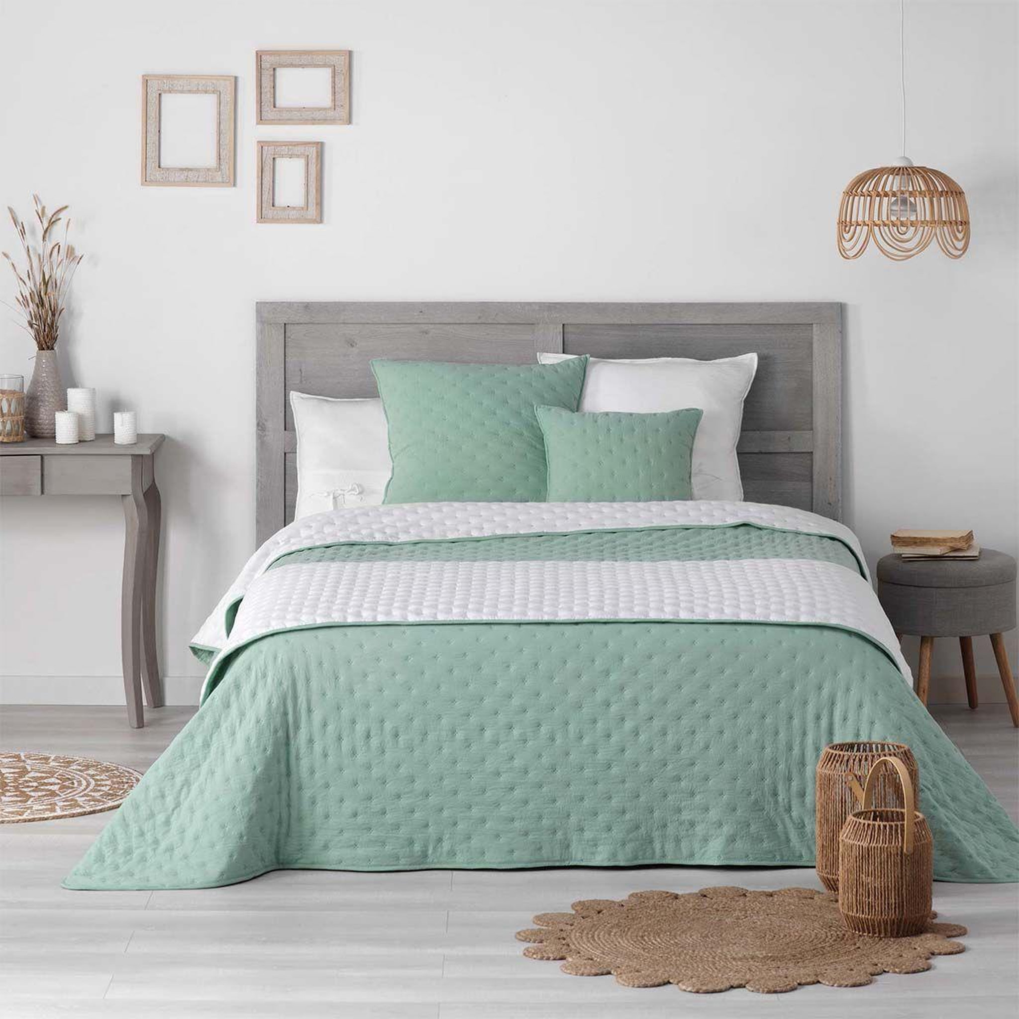 Voir la diapositive 5 : Douceur d'Intérieur Housse de coussin  mellow  60x60cm menthe & blanc
