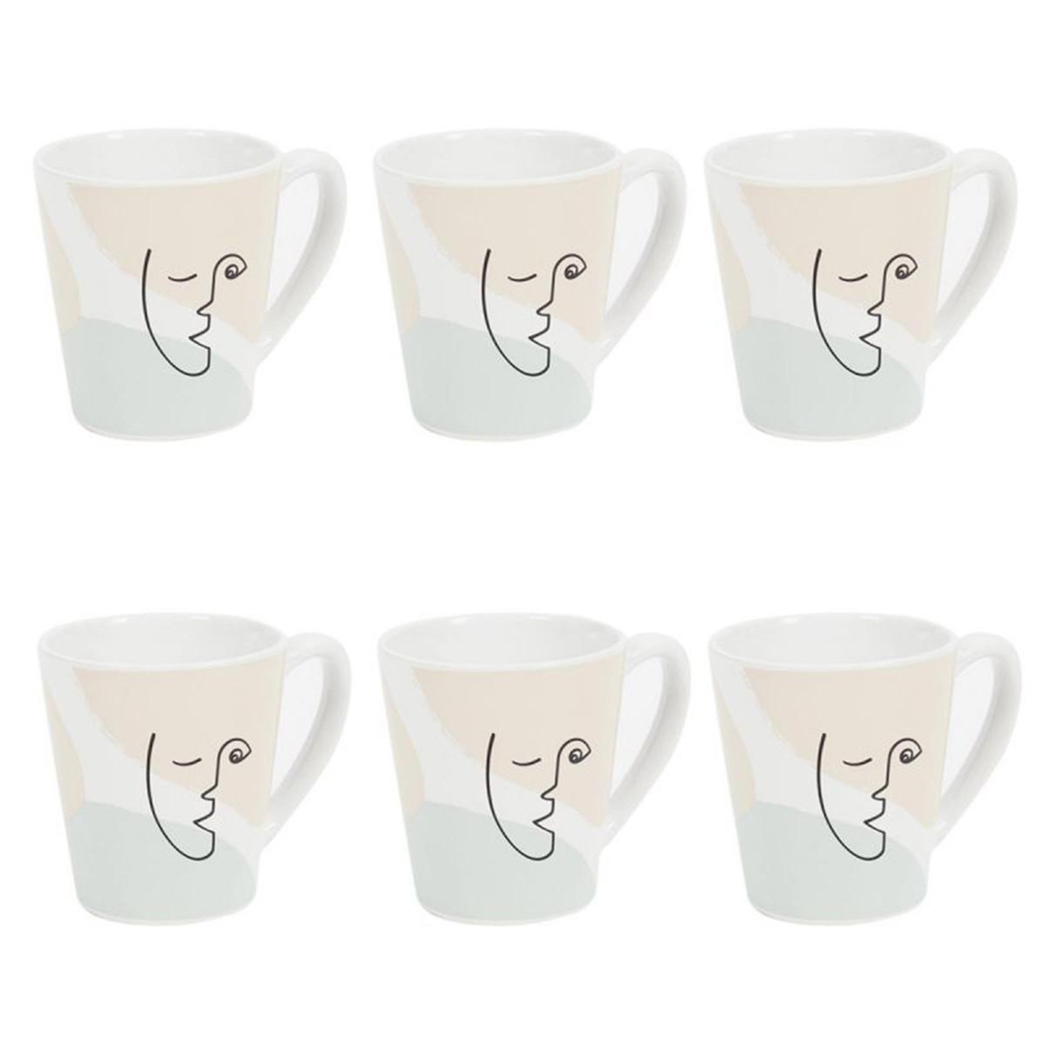 Voir la diapositive 1 : The Home Deco Factory Lot de 6 mugs en porcelaine  arty  30cl multicolore