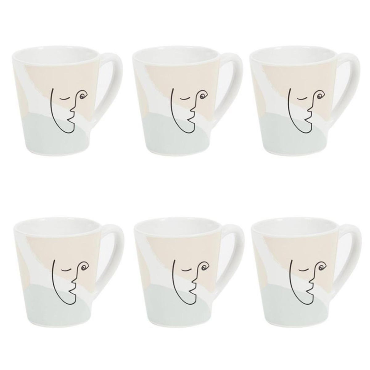 Paris Prix Lot de 6 Mugs en Porcelaine  Arty  30cl Multicolore