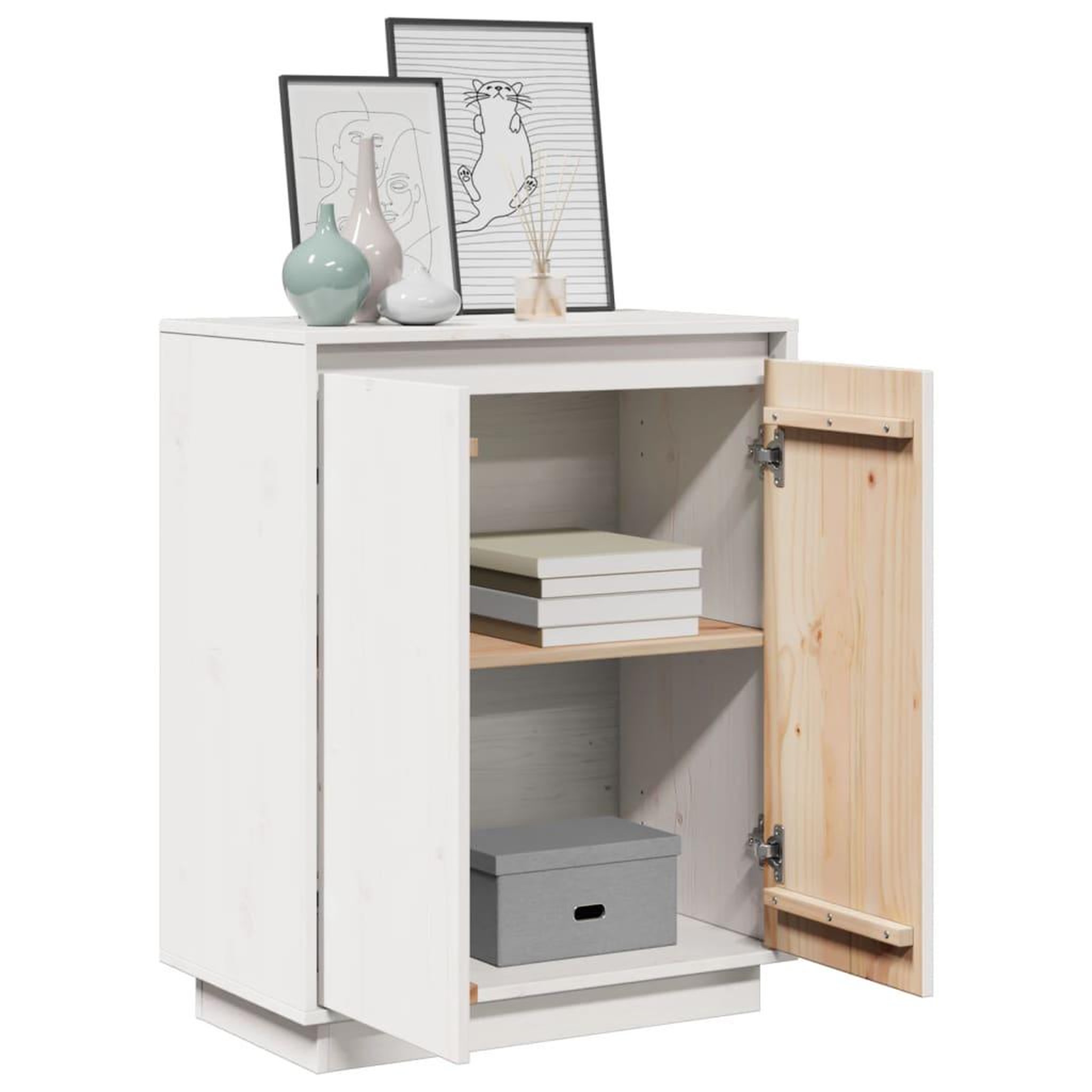 Voir la diapositive 5 : VIDAXL Buffet Blanc 60x34x75 cm Bois massif de pin
