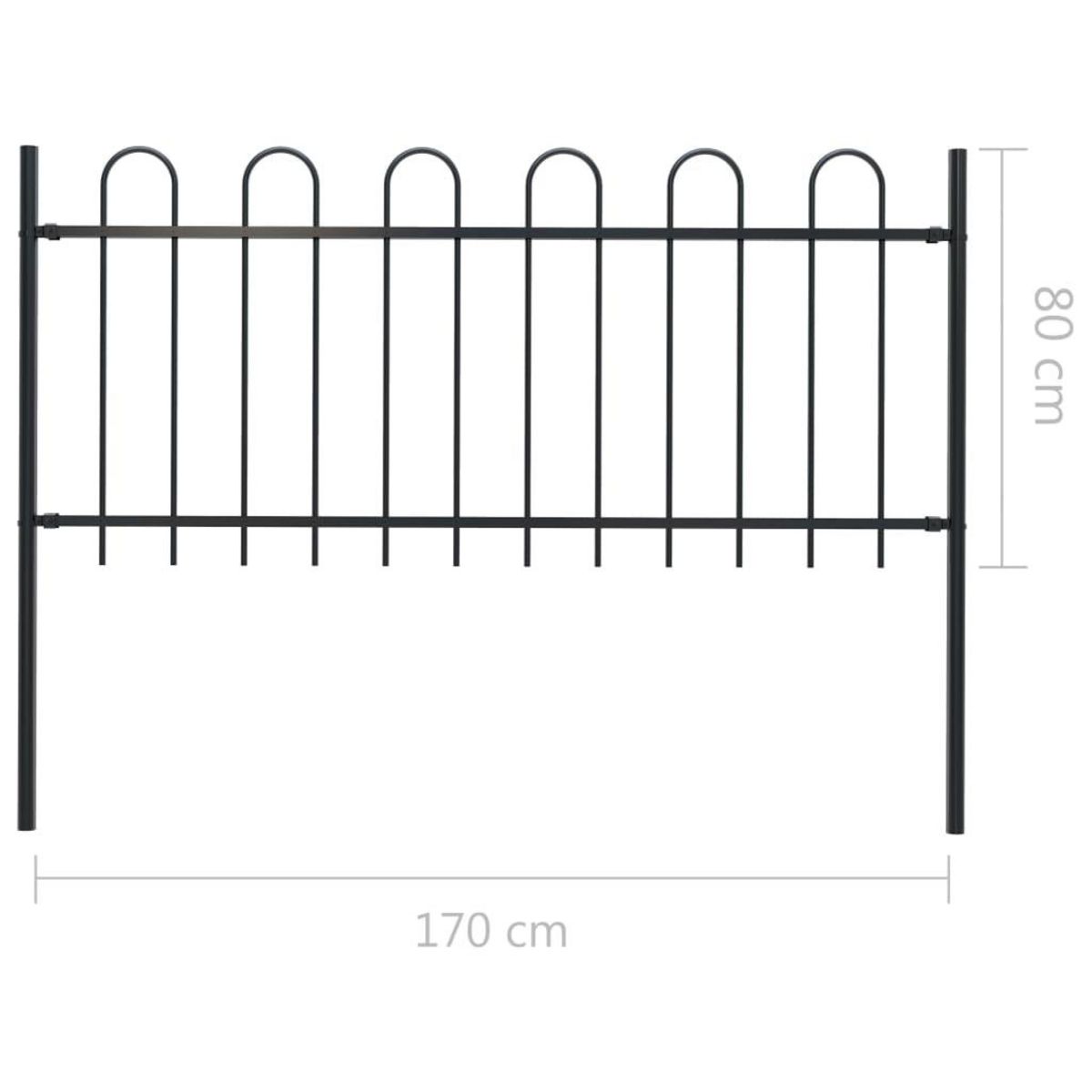 VIDAXL Cloture de jardin avec dessus en cerceau Acier 1,7 m Noir