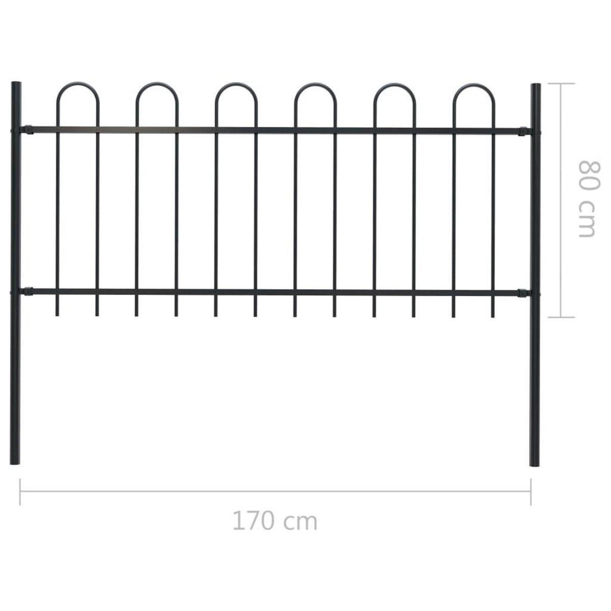 VIDAXL Cloture de jardin avec dessus en cerceau Acier 1,7 m Noir
