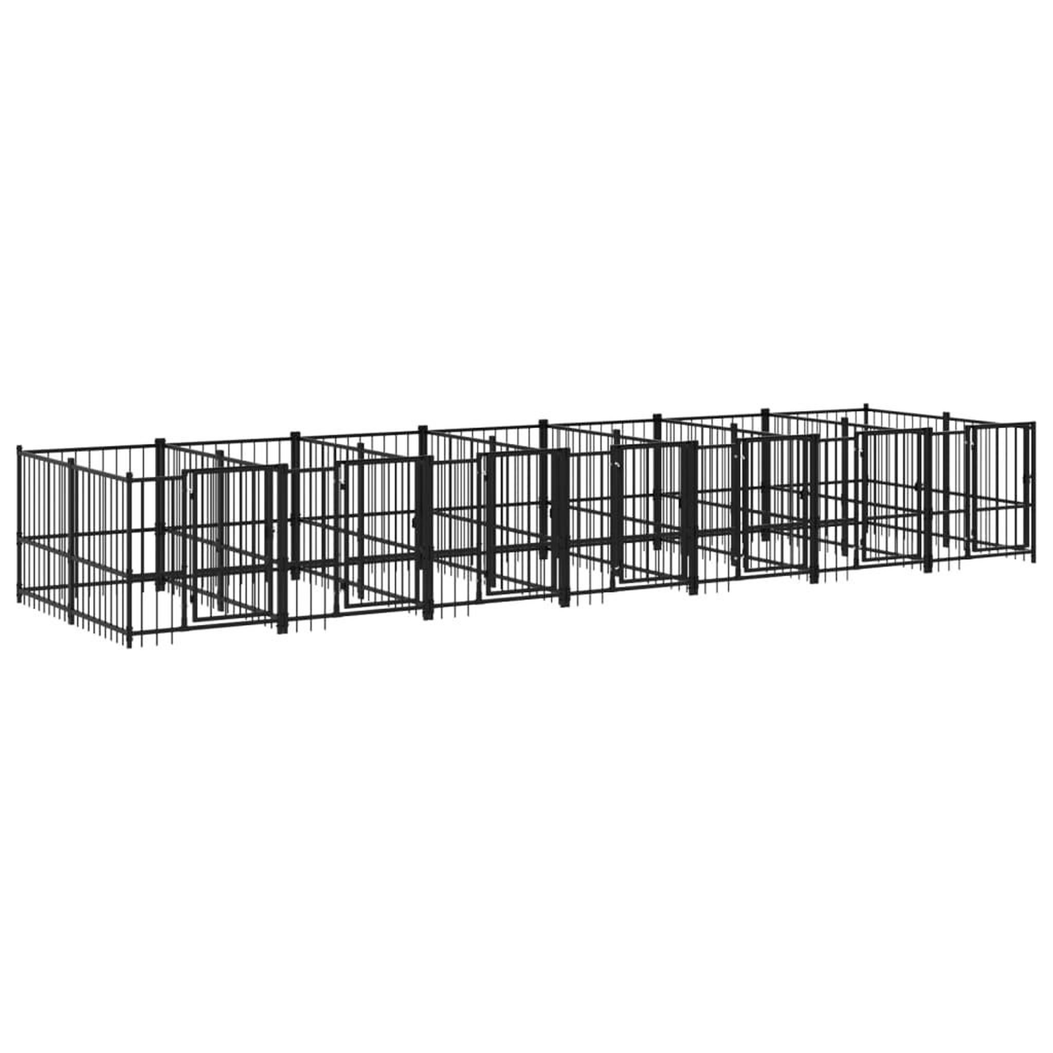 Voir la diapositive 2 : VIDAXL Chenil d'exterieur pour chiens Acier 13,14 m²