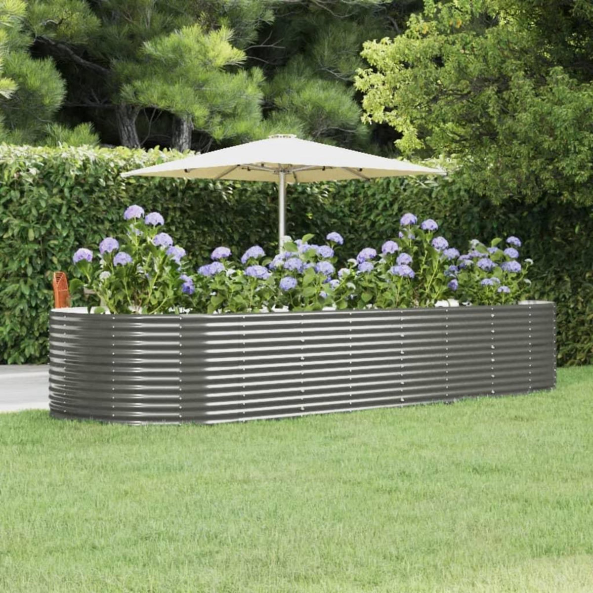VIDAXL Lit sureleve de jardin Gris 367x140x68cm Acier enduit de poudre
