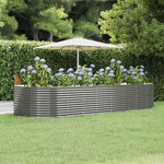 VIDAXL Lit sureleve de jardin Gris 367x140x68cm Acier enduit de poudre