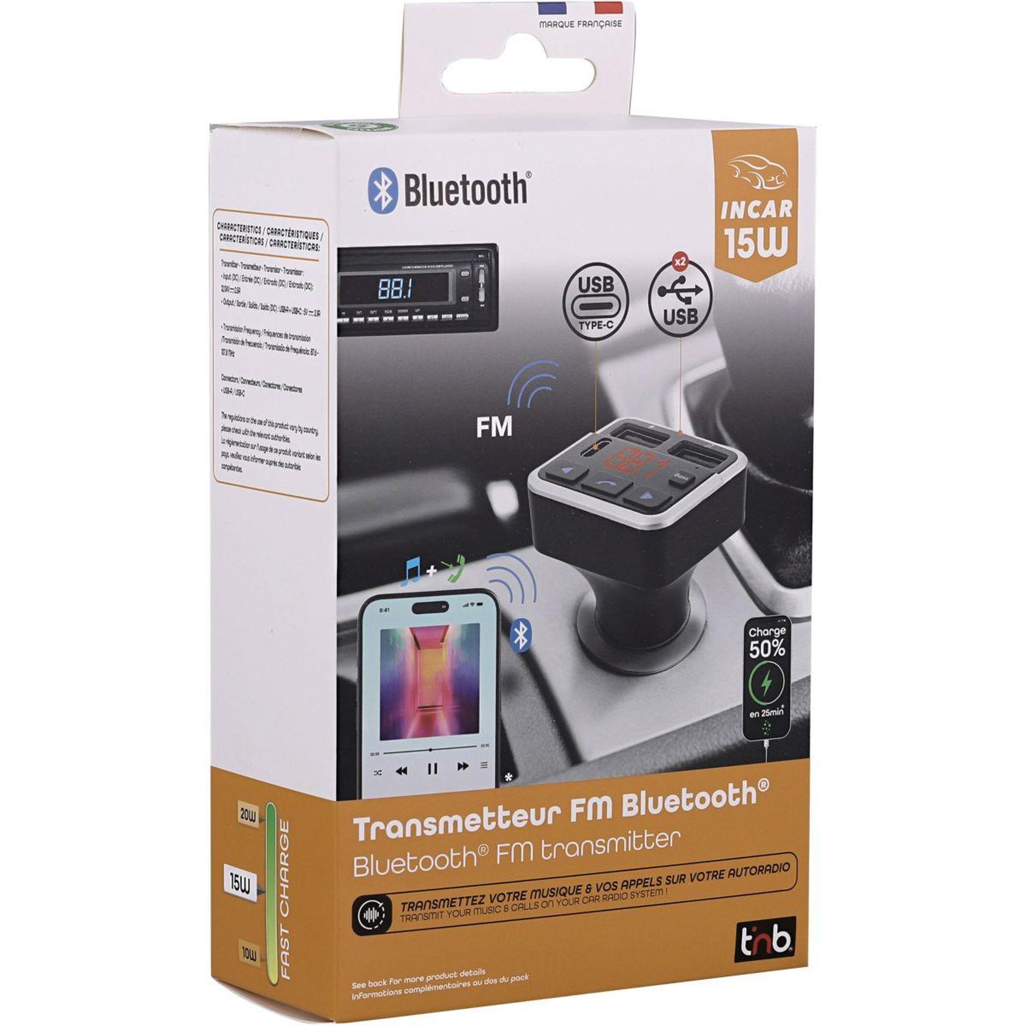 Voir la diapositive 4 : TNB Transmetteur fm fm bluetooth 4.2 avec kit mains libres