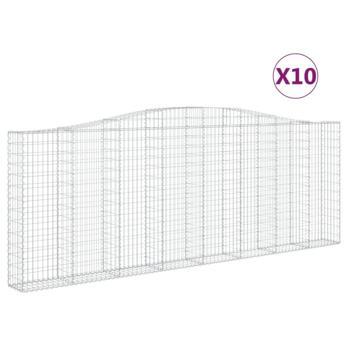 VIDAXL Paniers a gabions arques 10 pcs 400x30x140/160 cm Fer galvanise