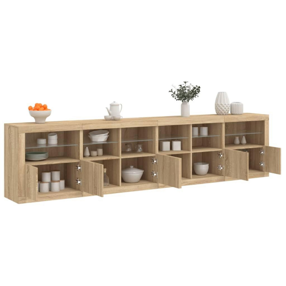 VIDAXL Buffet avec lumieres LED chene sonoma 283x37x67 cm