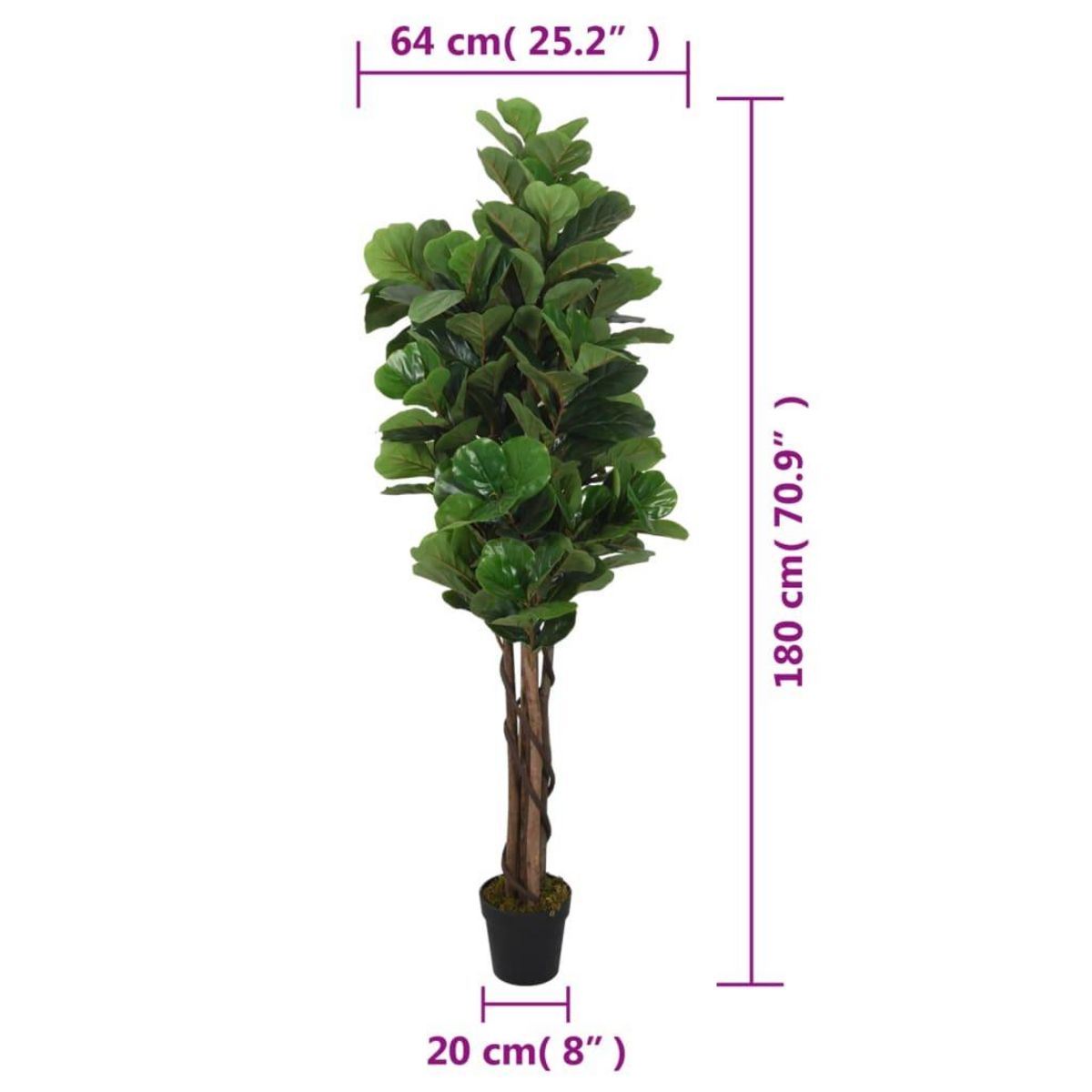 VIDAXL Ficus lyrata artificiel 232 feuilles 180 cm vert