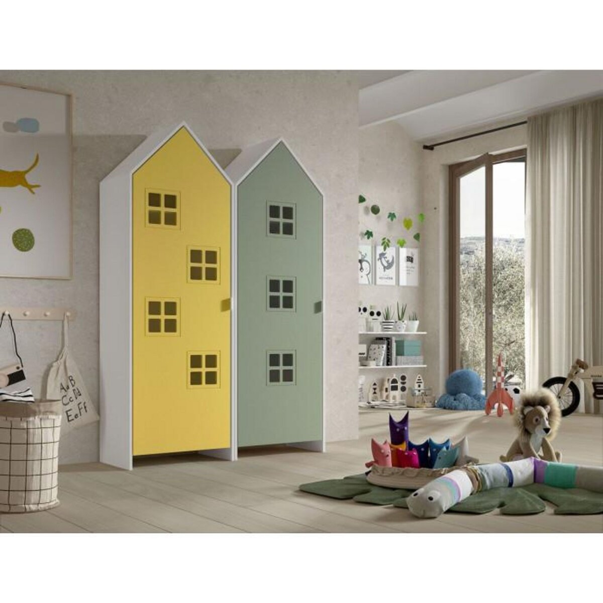 Paris Prix Pack - 2 Armoires Enfant  Casami Bruges  171cm Jaune & Vert