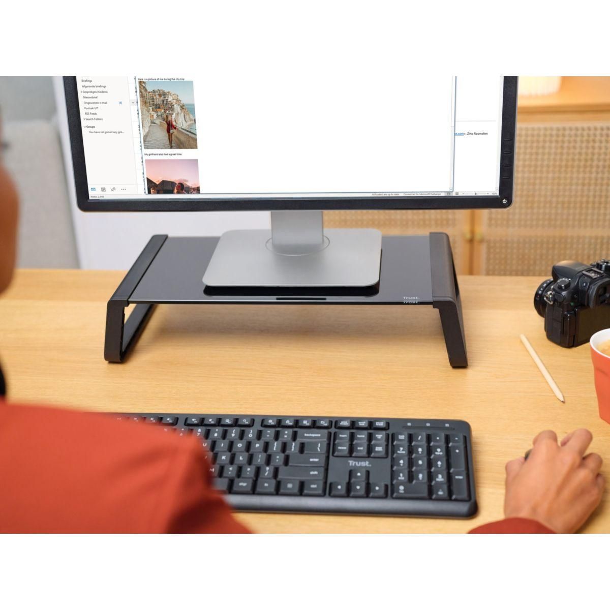 Trust Support écran en verre MONTA noir