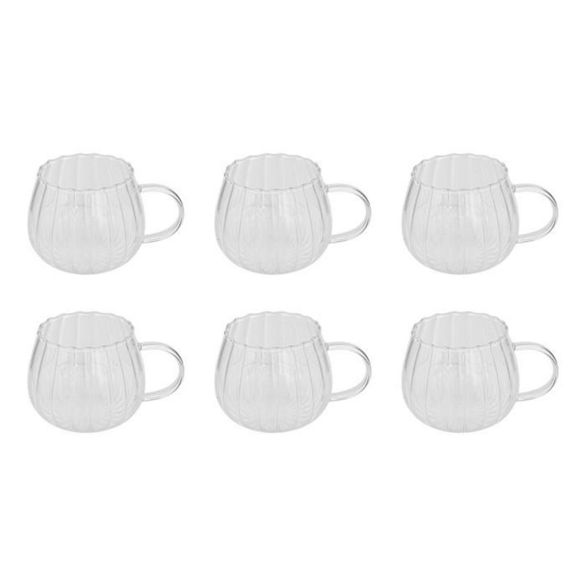 SECRET DE GOURMET Lot de 6 Mugs en Verre  Pumpkin  35cl Transparent