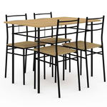ID MARKET Ensemble table ANGIE 4 personnes + 4 chaises bois et métal noir