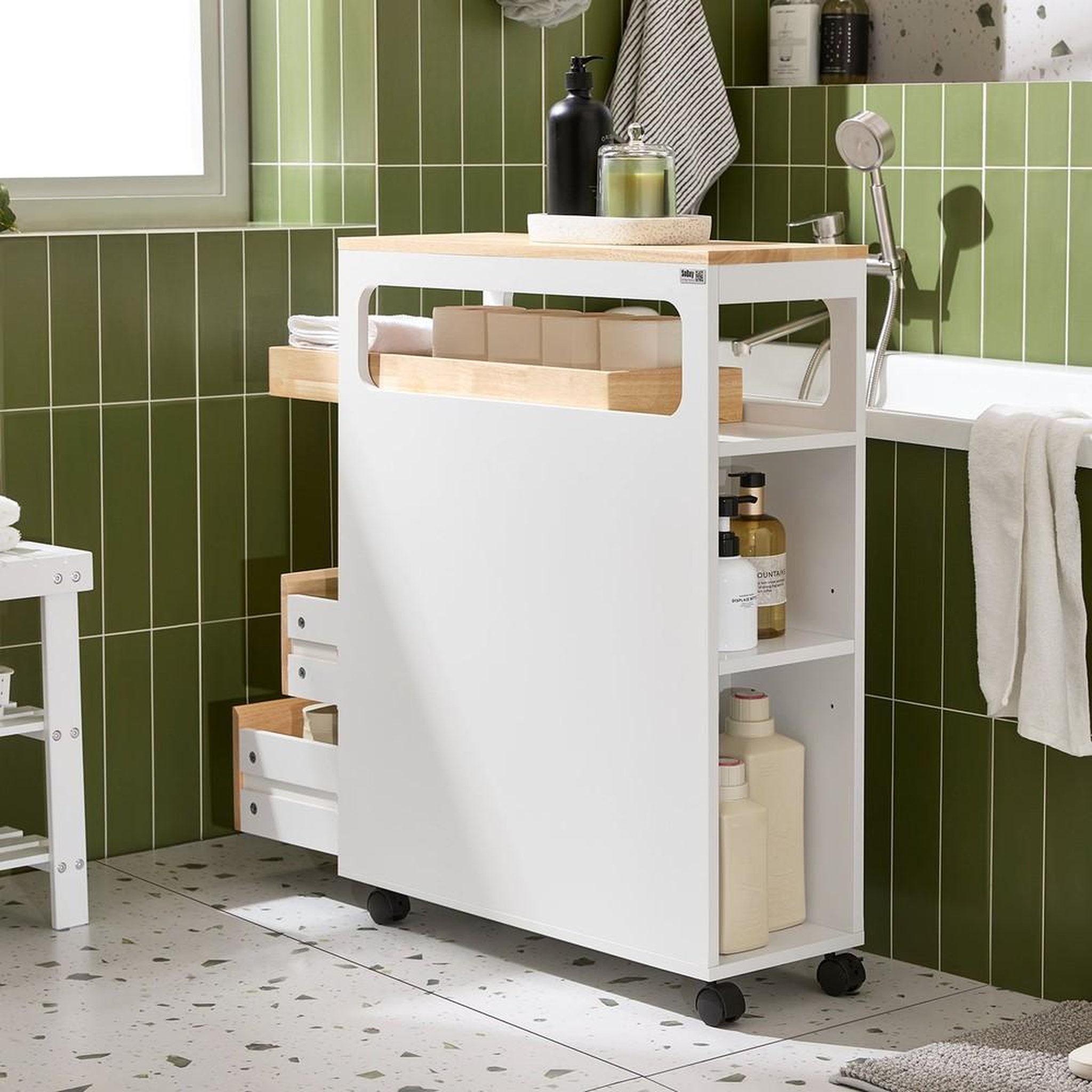 Voir la diapositive 4 : SOBUY SoBuy - Meuble bas de salle de bain à 4 tiroirs - Nordique - BZR54-II