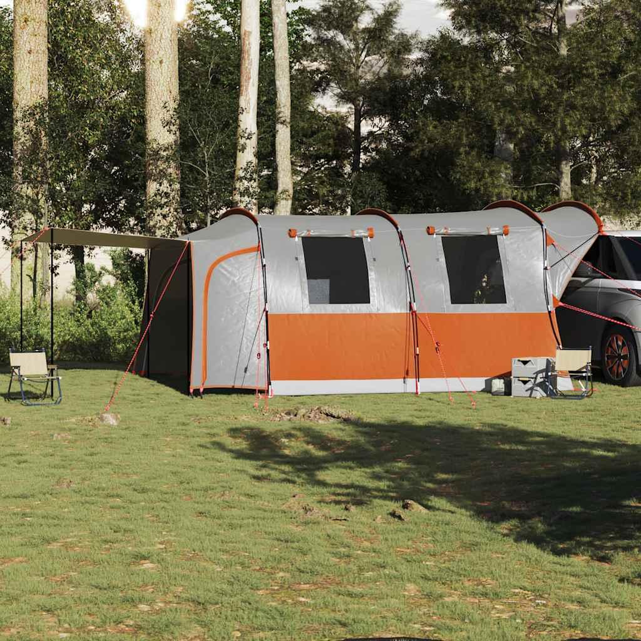 Voir la diapositive 3 : VIDAXL Tente de voiture 4 personnes gris et orange impermeable