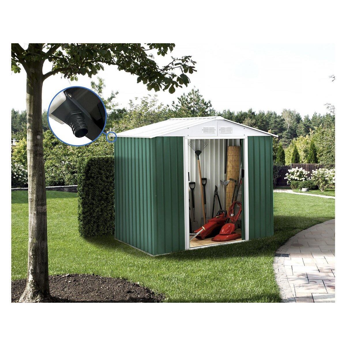 Habitat et Jardin Abri de jardin métal -  Rosas   -  2,71 m² avec gouttière - Vert