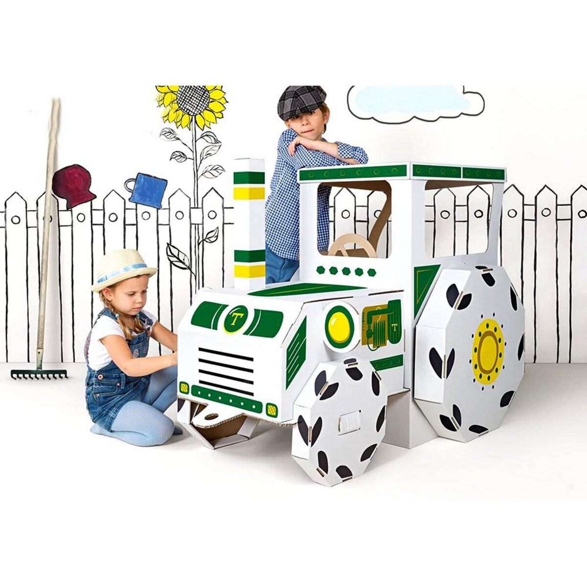 XXL Grand tracteur a peindre colorier maison carton jouet enfant pas cher 